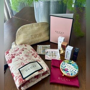 Gucci Beauty Compact, Luxury Minis/Samples, Prada Balm, Dior, YSL, Dustbag+Pouch